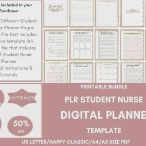 Nursing Student Planner | PLR MRR Printable | Resell Rights Digital Product (Instant Download)